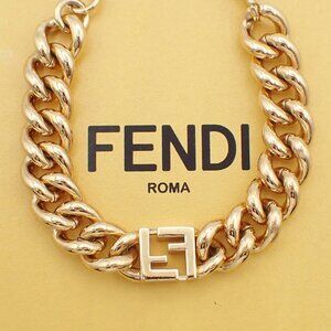 FENDI FF Logo Chunky Chain Bracelet Gold-Plated Italy